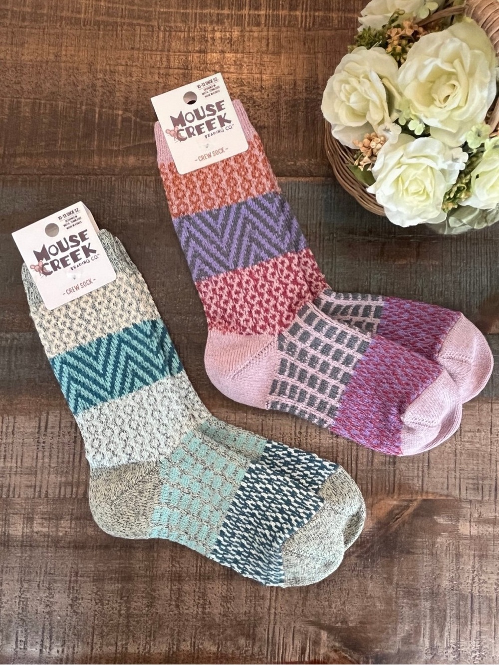 New MOUSE CREEK/WORLD’S SOFTEST Crew Socks for KIDS in LAGOON & NIRVANA 2 Pairs!